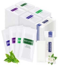 HQSLsund 5IN1 Toiletries Bulk Travel Size Set(100 Pcs) 5-Piece Set: 20pcs Travel Size Body Wash, 20pcs Hotel Shampoo, 20pcs Mini Conditioner, 20pcs Body Lotion, 20psc Bar Soap, Bulk Mini Guest Amenities Supply