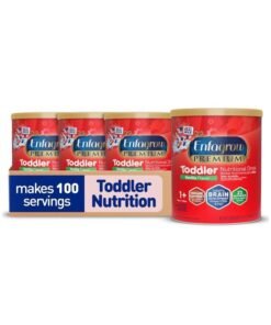 Enfagrow Premium Toddler Nutritional Drink, Vanilla Flavor, Omega-3 DHA for Brain Support, Prebiotics & Vitamins for Immune Health, Powder Can, 32 Oz, Pack of 4