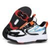 Huitich XF18 Four-Wheel Roller Skate Shoes Unisex Sports Sneakers with Hidden Wheels (White/Black with Orange,  Size 34 – Inner length: 22 cm)