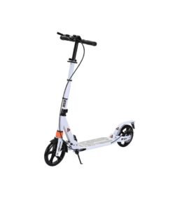 Foldable Kick Scooter with Foot Pedal - Height-Adjustable for Teens & Adults, Commuter Adult Scooters with Hand Brake & Disc Brakes, Shock Absorption, 200MM PU Wheels - Supports 100KG（YS-CT888-White）