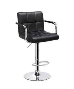 MAPLE HOME DECORATION Maple Home  PU Adjustable Height Bar Stool Swivel Hydraulic Bar PU Armchair With Backrest 360° Upholstered Seat Assembled Home Office