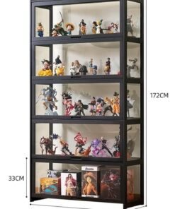 Rubik Display Showcase Cabinet with Acrylic Window Doors & All Sides Transparent For Action Figures, Toys, Awards, Collections Black