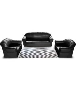 Maharat Al Bahar 5– Seater sofa set PVC Lather -1+1+3- Black  190x80x70