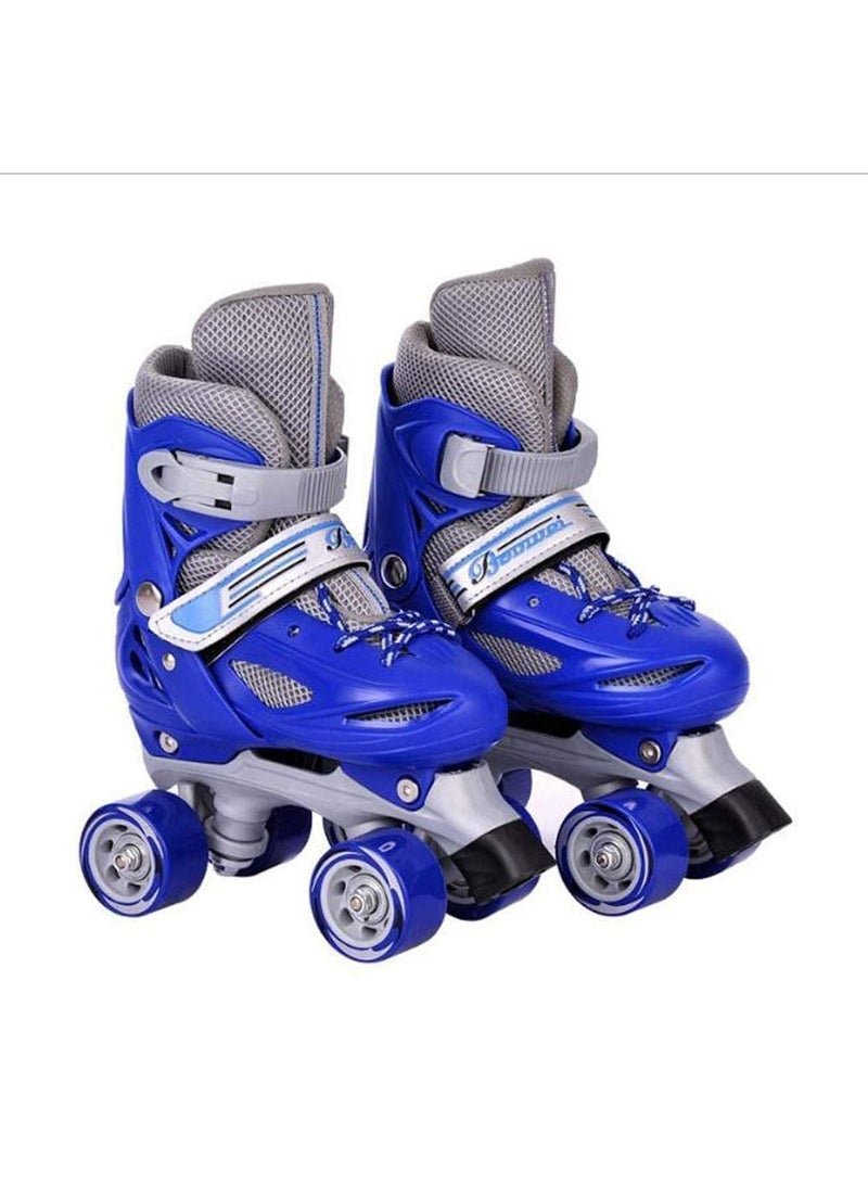 LIMOS Roller Skates Shoes Double Rows 4 Wheels with Adjustable Size AREA for Boys And Girls (Blue M(35-38))