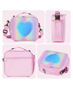 Sylqvxh Lunch Box for Kids Girls, Insulated Rainbow Tote Bag Leakproof Thermal Cooler Reusable Lunch Bag for School Office Outdoor