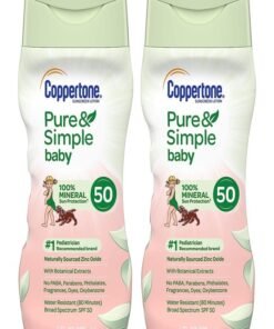 Coppertone Pure Simple Baby Tear Free MineralBased Sunscreen Lotion Broad Spectrum SPF 50, 6 Fluid Ounce (Pack of 2), 12 Fl Oz