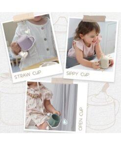 Moonkie Silicone Baby Sippy Cups | 3 Stages Training Cup Straw Cup for Infants Toddlers and Kid | 4 oz 2Pack - Image 4