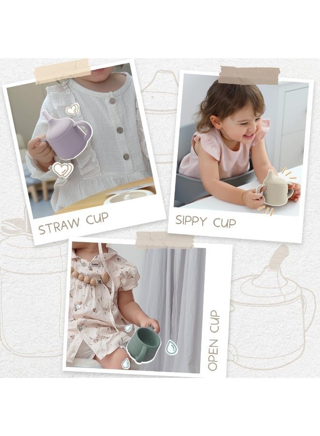 Moonkie Silicone Baby Sippy Cups | 3 Stages Training Cup Straw Cup for Infants Toddlers and Kid | 4 oz 2Pack - Image 4
