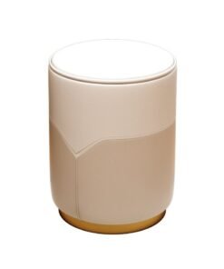 Sharpdo Imported Leather Cream Style Round Stool Dressing Stool Suitable for Entrance Dressing Table Bedroom 32*32*42cm