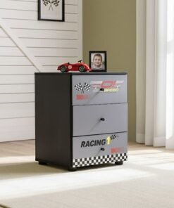 DANUBE HOME Ranger Chest of 3Drawers | Multifunctional Storage Organiser|Space Saving Drawer Chest | Modern Design Furniture For Bedroom Living Room L46xW42xH61cm-Black & Grey