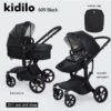 Kidilo 609 2-in-1 Baby Stroller Pram | Convertible Bassinet for Newborn | Reversible Reclining Seat for Toddler | Adjustable Canopy | Shock-Absorbing Wheels | Compact Fold | Storage Basket | Mommy Bag