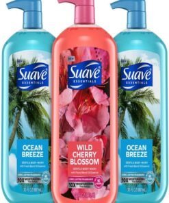 Suave Body Wash Variety Bundle - Ocean Breeze 2-Pack & Wild Cherry Blossom, Gentle & Moisturizing Body Washes with Vitamin E, 30 Oz Ea (3 Piece Set)