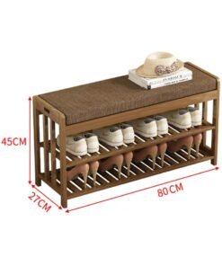 HOME TASTE Shoe Rack Bench with Upholstered Padded Seat Shoe Storage Shelf
