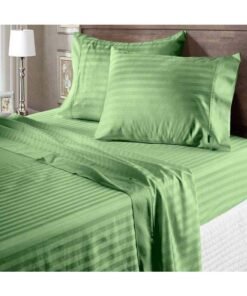 HOTEL COLLECTION Stripe Green Double Fitted Sheet 150x200 cm with 2 Pillow Cases