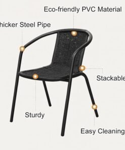 Harmony Home 9-Piece Outdoor Garden Dining Set – 1 Poly Rattan Patio Table & 8 Chairs, Balcony & Terrace Furniture- Black