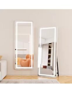 Y&D Full Length Mirror with Lights 160 x 50 cm LED Floor Standing Rectangular Mirror Adjustable Brightness & Color Modern Style for Living Room