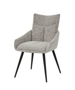 DANUBE HOME Hampton Dining Chair Set of 2 With Fabric Upholstery |Sturdy Kitchen Dining Chairs Without Table | Single Seater Modern Design Furniture For Dining Room L 63 x W 56 x H 84.5 cm-L.Grey