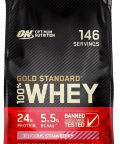 Optimum Nutrition Gold Standard 100% Whey Protein Powder Primary Source Isolate, 24 Grams of Protein for Muscle Support and Recovery - Delicious Strawberry, 10 Lbs, 146 Servings (4.53 KG)
