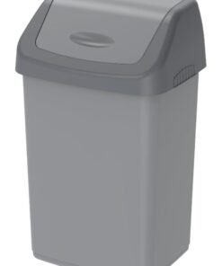 Cosmoplast 46L Flip-Top plastic Waste Bin with Swing Lid (Pearl Grey) Pearl Grey 46.0Liters