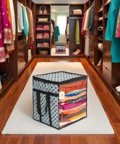 Shaping Fabric Premium Saree Storage Bag with Transparent Window and Polka Dot Design