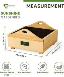 Sunshine wooden planterbox - 1 foot x 1 foot x 12 cm, grow herbs on kitchen platform, Decorative Planters for Home, Garden and Office - Image 3