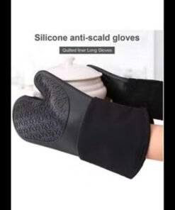 Mirfa Silicone Oven Mitts with Quilted Lining Heat Proof Baking Gloves (Red) - Image 3