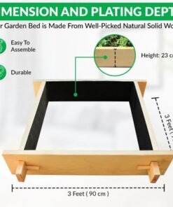 Explorer Gardenbed - 3 feet x 3 feet x 23 cm, Wooden planter bed for home gardening, starter kit to grow flowers, herbs, vegetables, root veggies. - Image 3