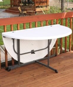 Lifetime 60 Inch, Round Commercial, Fold-in-Half Table,10 Year Limited warranty, White Granite Colour, LFT-5402 - Image 3