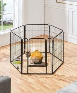 Alternative view of Dog Playpen Indoor Outdoor, Metal Pet Exercise Fence, Multiple Configurable Shapes, Heavy Duty Pen for Dogs (Black, 65x80cm, 6)