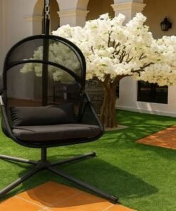 Alternative view of Steel foldable hanging chair-190x100x110CM- Black- 1 Year