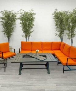 Dallas Outdoor Sofa Set- 160×90×74CM- Black fram/ Orange cushion- 1 Year