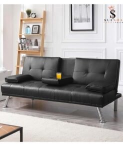 Sulsha Modern Heavy Duty 3 Seater Leather Sofa bed With Arm Rest
