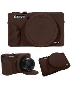 Tersely Premium Soft Silicone Protective Case with Removable Lens Cover for Canon Powershot G7X Mark III Digital Camera - Washable, Lightweight, and Stylish Protection (Brown)