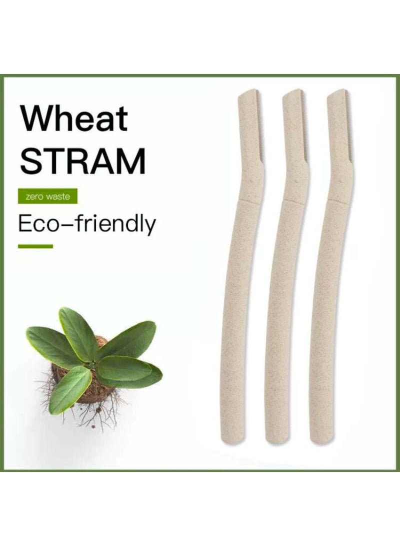 FUDIYA 3 Pcs Eyebrow Razor Set Face Razor Eyebrow Shaper Recycled Wheat Straw Material Face Facial Razors Biodegradable Eyebrow Razor Eco Friendly Facial Hair Remover Stainless Steel Brow Razor