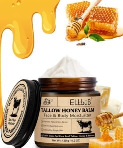 ELBBUB 120g Tallow Honey Balm Face & Body Moisturizer Whipped Tallow Balm Organic Beef Tallows for Skin Grass Fed Beef Tallows Honey & Beeswax Cream Deep Hydrating Nourishing Tallow Cream