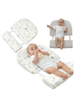 MIXDE Baby Wedge Pillow Baby Crib Nursery Pillows, Ergonomic Anti Vomiting Pillow, Prevent Spitting Flat Head Reflux, 15 Degree Tilt Breastfeeding Pillow, with Footrest and Adjustable Link Strap