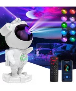 JoyousSto Upgraded Spaceman Astronaut Bluetooth Speaker Galaxy Star Projecto Light Projector,Can play music，with Moon Lamp LED and Nebula Night Light,360° Adjustable Design, USB Powered Projector Lamp,for Kids Gift Bedroom,Room Decor, Game Room,Party,White