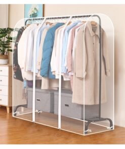 XiuWoo Waterproof Dustproof Foldable Large Capacity Clothes Rail Cover, Garment Rack Cover, Cloth Cover, Clothes Rack Cover, Clothes Protector, Clothes Garment Rail Cover, Garment Hanging Coat with Zipper