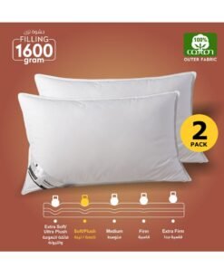 Donetella 2 Pieces Hotel Pillow Cotton Shell Double Edge Stitched Premium Gel Fiber 1600 gms Filling Each 50x75 Soft Loft,White
