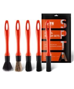 SYOSI Car Detailing Brush Set, 5 Pack Soft Boar Hair Auto Detail Brush Kit No Scratch for Automotive Elegant Surface Interior Exterior Dashboard Emblems Panels Engine Bay Wheels Air Vent Seat Leather