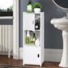 LINGWEI Modern White Bathroom Storage Cabinet with Adjustable Shelves, Compact Design for Towels, Toiletries & Decor