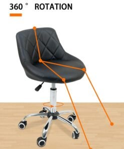Alternative view of Meishida Swivel Rolling Stool Height Adjustable Pully Stool Vanity Chair Mid Back Office Chair Drafting Chair with Wheels