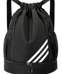 PYC Drawstring Backpack, Waterproof Travel Bag, Large Oxford Gym Bag, Student Backpack, Durable Sports Ball Bag with Shoe Compartment, Suitable for Sports