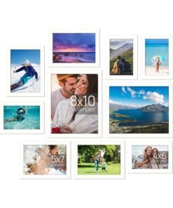 L&E 10 Pack Picture Frames Collage Wall Decor with Glass, Gallery Wall Frame Set for Wall Mounting or Tabletop Display, Multi Sizes Including 8x10, 5x7, 4x6 Family Photo Frames (White)
