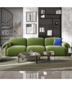 Ripple FURNITURE UAE Homes Modern Flared Arm Sofa, 3-Seater, Lime Green Velvet, Living Room Furniture