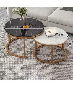 KLNAMAEAAN 2 Round Modern Luxury Coffee Table with Metal Frame