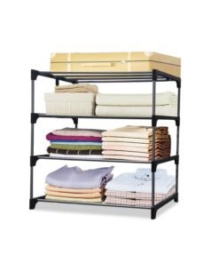 RAXON WORLD 4 Tiers Collapsible Open Clothes Organzier Wardrobes for Anywhere Use-Blue (DIY)