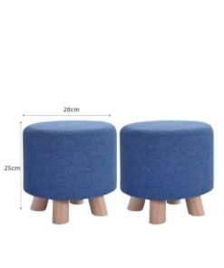 FFD Ottoman Foot Rest Stool - Comfortable & Multipurpose Pouf Footstool with Wooden Legs - Small Round Footrest Chair for Changing Shoes - Stylish and Supportive Footrest