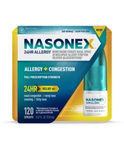 Nasonex 24HR Allergy Nasal Spray, Non-Drowsy, Scent-Free Mist, Allergy Symptoms + Nasal Congestion, Full Prescription Strength, 120 Sprays