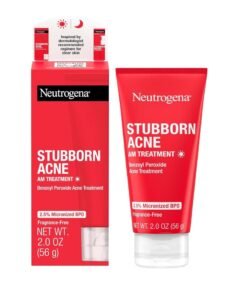 Neutrogena Stubborn Acne AM Face Treatment with 2.5% Micronized Benzoyl Peroxide Acne Medication, Oil-Free Daily Facial Treatment Reduces Size & Redness of Breakouts, Paraben-Free, 2.0 oz 2.0 ozounce